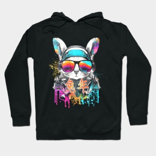 Celebrate Chinese New Year with a Colorful DJ Rabbit Portrait Hoodie